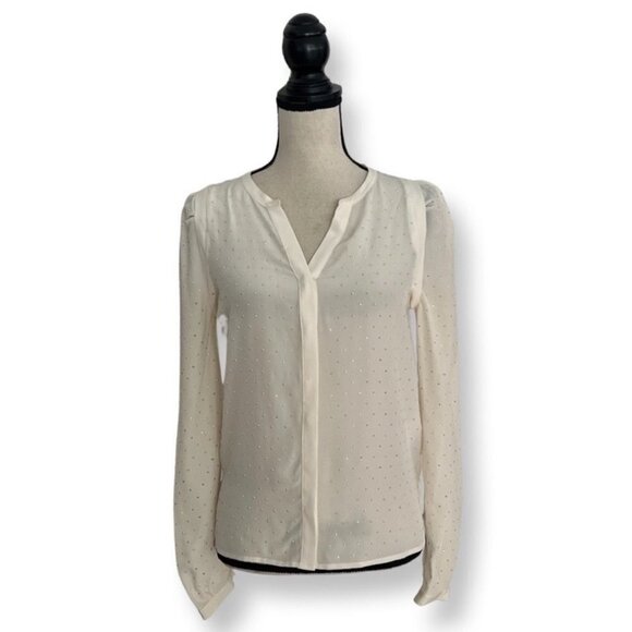 Maje cream silk silver studded blouse size 1 - Picture 1 of 6
